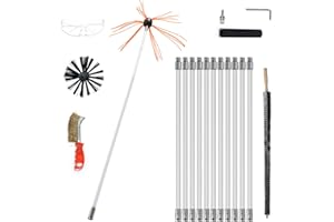 JOVANT Chimney Brush 12 m, Chimney Sweep Brush, Stove Pipe Brush, Professional Tools, Can Be Used on: Fireplace, Tumble Dryer, Tent Stove, Fireplace Brush Set with 1 Radiator Brush, 1 Wire Brush, 12 Rods
