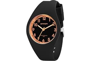 AOOSU Montre pour Femme avec Bracelet en Silicone, Montre de Sport Analogique Etanche Montres Femme Analogique Quartz Grand Cadran Facile à Lire, Tendance, Stylish, Simple pour Femmes et Filles