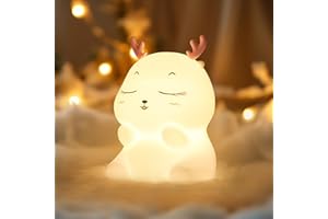 Diboniur Cute Night Light Kids Bedroom, 7 Colors Baby Night Light Newborn, Rechargeable Nightlights for Children Toddler, Silicone Kids Lamp Nursery Decor (Deer)