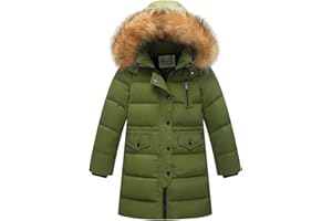 amropi Enfant Fille Parka Veste Manteau Longue Blouson Epaisse Manteau à Capuche Fourrure Chaud Hiver pour 2-12 Ans