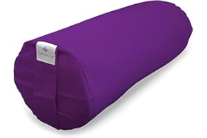 TEMPELWELT Coussin de méditation coussin de yoga avec symboles chakra 36 x 15 cm rond coton chakrafarbe housse amovible bolster avec buchweizenspelz Kronenchakra (Lila)
