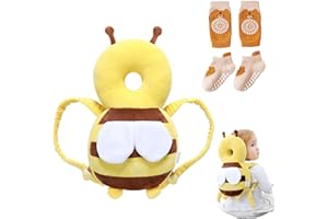 Bambebe Soporte para la Cabeza del Bebé Ajustables Anti-Caídas Almohada Protección Bebé Protector de Cabeza Casco de Protección para Bebe(Abeja)