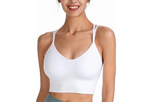 HANERDUN Damen Sport BH Yoga Bra mit Gepolstert Nahtlose Ohne Bügel und gibt Guten Halt Atmungsaktiv Riemchendesign und mittelstarkem für Fitness Lauf Joggen
