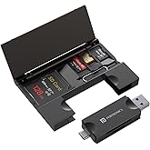 Portronics Mport 30 Plus Card Reader with Storage Case for microSD & SD Cards, Type-C & USB Dock Dual Plugs, Carry Case for m