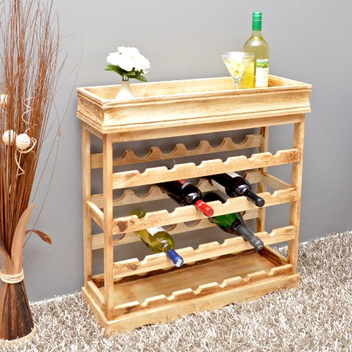 Weinregal Hellbraun Shabby Look 24 Flaschen Flaschenregal Holz Wein Regal Board