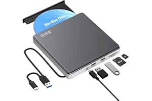BUNUD Blu-Ray CD DVD drive esterno USB 3.0 Type C masterizzatore esterno CD/DVD Blu-ray Writer 3D BD Portable Bluray Drive Drive per PC Laptop Windows 11/10 Mac MacBook Pro/Air iMac