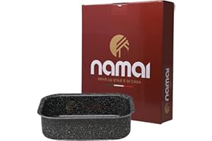 NAMAI Teglia Forno Rettangolare 20 cm x 15cm x 6,5 - Lasagnera Antiaderente - Adatta Per la Lavastoviglie- Alluminio - Teglie da Forno - Design Effetto Pietra (20cm x 15cm)