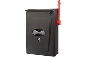 ROTTNER TRESOR Strand Plastic Post Box Wall Mounted External Mail Easy To Install Waterproof And Weather Resistant Stylish Smart Black Letterbox Lockable With Two Keys box, 24 (T06438)