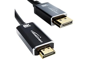 KabelDirekt – 8K/4K DisplayPort 1.4 auf HDMI 2.1 Adapter Kabel Mit Bruchfesten Metallsteckern – 1,8 m (Überträgt 8K/60Hz Vom DP-Laptop/PC auf Monitore/Fernseher – DP auf HDMI, Unidirektional)