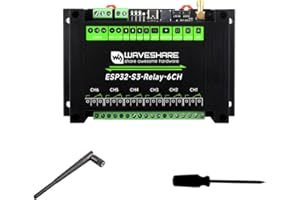 Waveshare Industrial 6-Channel ESP32-S3 WiFi Relay Module, Onboard RS485 / Pico HAT Interfaces, With Multiple Isolation Protection Circuits, Industrial-Grade, Rail-Mount Case
