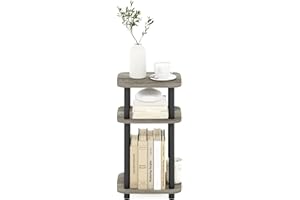 Furinno JUST Tavolino Laterale, Tavolino Da Divano Turn-N-Tube A 3 Ripiani Con Ripiano Aperto, Comodino Ad Angoli Arrotondati, Montaggio Facile, Rovere Francese