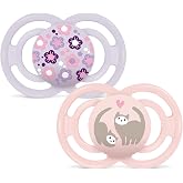 MAM Perfect Pacifier for Babies +16 Months, Matte Pink, 2 pcs | With extra thin, flexible, flat and symmetrical silicone teat
