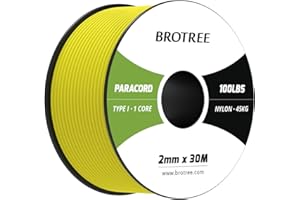 Brotree Paracord 2mm 30M 100% Nylon Seil Schnur mit 1 Kern Typ I für Outdoor, Armband, DIY - 45kg Bruchlast (Neon Gelb)