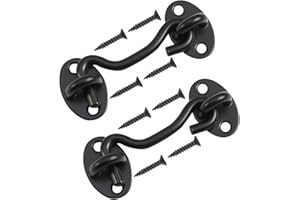 Rainspire (2 Pack) 4 Inch Privacy Hook and Eye Latch for Barn Door, Stainless Steel Gate Latch Barn Door Lock Cabin Hooks for Gate Shutters Window Slide Barn Shed Cabinet Bathroom, Black