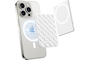 Jurqqer Silicone Mobile Phone Suction Cup Holder Compatible with MagSafe for iPhone and Android, Magnetic Mobile Phone Holder for TikTok Creators, Videos and Selfies, White