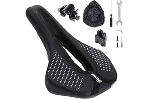 Secpeak Selle de Vélo Ultra Confortable, Selle Vélo Imperméable et Respirante Ergonomique, Selle de Vélo Rembourrée Mousse Mémoire avec Support de Lampe, Outil d'installation Inclus