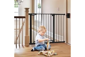 COMOMY Brama schodowa dla niemowląt, 75–110 cm, automatyczne zamykanie bramy dla psów do wewnątrz, dopasowana ciśnieniowo brama bezpieczeństwa dla dzieci, szeroka brama dla zwierząt domowych z