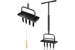 YUNSUELO Provzdušňovač trávníku, Aerifizierer für Rasen, Ruční aerifikátor pro trávník, 4 jádra s podlahovou lištou, zátkové jádro, provzdušňovač trávy pro dvory