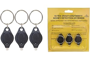 GADGETKING 3 Pack Counterfeit Uv Fake Light Money Note Detector Bank Checker Forged Tester Keyring Keychain Ultra Violet Light Porable Detection Forged Currencey Dud Credit Card Fake Test Polymer Paper
