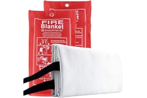 YSTrillion Set di 2 Coperte Antincendio 1m x 1,5m -Grande Coperta Ignifuga in Fibra di Vetro in Custodia Rossa, Per casa, cucina, campeggio, auto e altri scopi multi-scenario