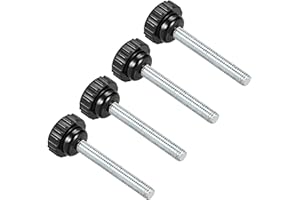 CoCud Manopole Serraggio Zigrinate, M6 x 44mm Maschio Filettatura 21mm Testa, Termoindurente Plastica Pollice Vite Impugnatura Bullone Pomello Nero - (per Tornio Macchinario), 4Pz