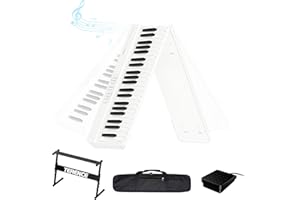 TERENCE Teclado plegable de piano de 88 teclas con soporte en Z, teclado portátil semipesado de 10 W, función de grabación integrada, interfaz Bluetooth MIDI, adecuado para niños y adultos