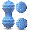SYOSI Massage Ball, Lacrosse Yoga Massage Therapy Ball, Double Massage Ball Roller for Deep Tissue, Trigger Point Therapy, Myofascial Release, Muscle Knots, Muscle Tension Sore, Blue