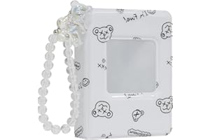 BABYFOND 3 Zoll Kpop Fotokartenhalter, 7.6 cm Mini-Fotoalbum, Kpop-Fotokartenhalter,Liebesherz,Fotokartenhalter für beste Freundin Mit einem süßen Bären als Medaillon