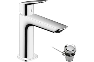 hansgrohe Logis Grifo monomando de lavabo 110 Fine CoolStart, con vaciador automático, cromo, 71254000