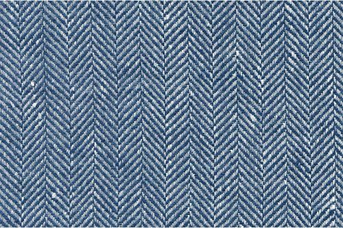 Blue/White 100% FLAX linen FABRIC BY THE METRE - Width 150 cm (59") - 205 GSM Textile - Herringbone