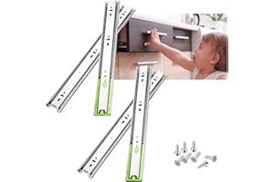 MADEHAY 2 Paires Glissiere Tiroir Amortisseur,Acier inoxydable350 mm Coulisse à Billes Extension Complète Capacité de Charge Robuste de 45 kg Rails de Tiroirs Coulissants Haute Qualité