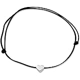 Nuoli® Herz Fußkettchen Silber (deutsche Handarbeit) Fußkette mit schwarzem Textil Band für Frauen