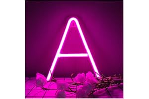 ENUOLI Letter Neon Signs Pink LED Neon Word Signs Battery/USB Powered Neon Letter A Alphabet Neon Sign Decrative Wall Lights Neon Words Night Light Light up Girls’ Room Wedding Birthday Party Home (A)