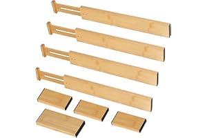 Leiptes Divisori per Cassetti Regolabili Separatori per Cassetti in Legno Separatore Cassetti con Inserti Organizer per Cassetti Organizzatori Lavori in Cucina, Comò, Bagno (43-56 cm)
