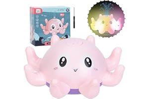 Highttoy Jouet de Bain pour Bébé, Jouet de Bain Jet d'eau Pieuvre Lumineux Enfant Compagnon de Bain Arroseur à Induction Fontaine Flottante Jouets de Bain pour Filles Rose