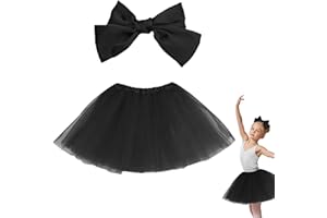 Werownsgso 2-8 Jahre Tüllrock mit Haarspange mit Schleife, Minirock mit Futter, Dehnbaren 40cm Prinzessin Ballettrock für Geburtstag Karneval Dance Dress