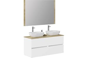 Baikal Conjunto de Mueble de baño Duo, Incluye Lavabo. Mueble Suspendido en Pared con Lavabo cerámico. Varios Acabados y Medidas. Mueble MONTADO.