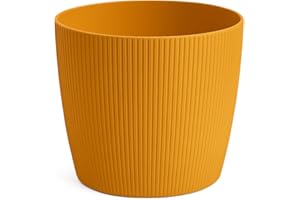 Home Garden Ornaments Decorative Large Plant Pots Indoor – Striped Indoor Plant Pot for Home and Garden (Diameter 30cm, Mustard)