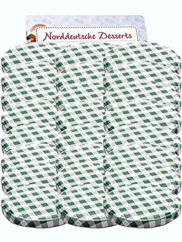 40er Set Ersatzdeckel Twist-Off-Deckel für Sturzgläser To 82 Grün Karriert Sturzglas passend für 230, 350, 435, 540, 565 ml Einmachgläser Einkochgläser - 3