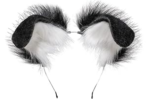 Dodheah Animale Orecchio Cosplay Capelli Cane Orecchie Cerchietti Orecchie di Lupo Copricapo Accessori per Donne Ragazze Halloween Natale Carnevale Costume Nero