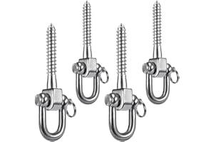 SELEWARE Lot de 4 crochets de plafond pour charges lourdes - En acier inoxydable 304 - Pour sac de frappe - Pivotant à 360 ° - Avec mousqueton - Support de plafond - Pour sacs de sable