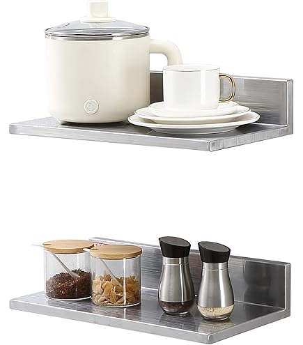 Mahlzeit Soldes Étagère Murale Acier Inoxydable 90x30cm - Avec Crochets - Gastronomie Cuisine Rangement Mural Avec Crochets