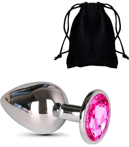 Plug Anal En Inox Avec Diamant Rose - Dilatation BDSM - Sextoy Neuf