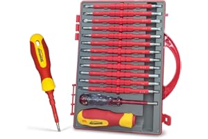 HOUSERAN 26-częściowy zestaw wkrętaków izolowanych, z magnetyczną końcówką, zestaw narzędzi dla elektryków z etui, 1000 V, wkrętak z wymiennymi końcówkami, wkrętak do prac elektrycznych i napraw