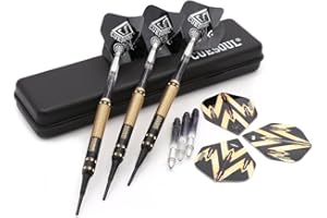 CUESOUL 16g Juego de Dardos de Punta Suave Duradero 6 Ejes 3 vuelos 3 barriles + Caso Delgado para dardo electrónico