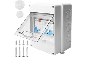 220 V säkringsbox, IP65 vattentät, ytmonterad med luftomkopplare 10 A+10 A, 5-moduler, vit, strömbrytareTA AC 32 A för hemmak