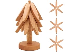 Set med träunderlägg för träkonst, fällbara underlägg i bambu, träunderlägg i walnuss med isoleringsmatta (B-Naturligt-3 unde