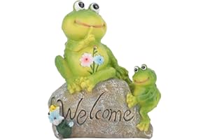 JEFFERGARDEN Jardin Grenouille Simulation Statues Animaux Décoration Résine Animal Assis sur Pierre Figurine Statue Jardin Ornement Décoration Pelouse Jardin Cour Ornements Le Grenouille