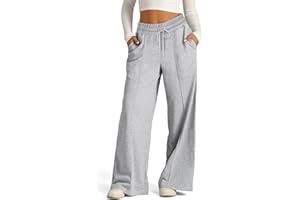 EIRUKON Pantalon Jogging Femme Large Pantalon Sport Baggy Jogging Taille Haute Pantalons Droit Décontracté Pantalons de Training Yoga avec Poches et Taille Élastique