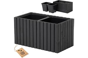 HOMERZO Jardinière pour l'intérieur et l'extérieur - En bois avec insert en plastique - 18 l - Pot de fleurs carré pour balcon ou terrasse (67 x 36 cm x 35 cm)